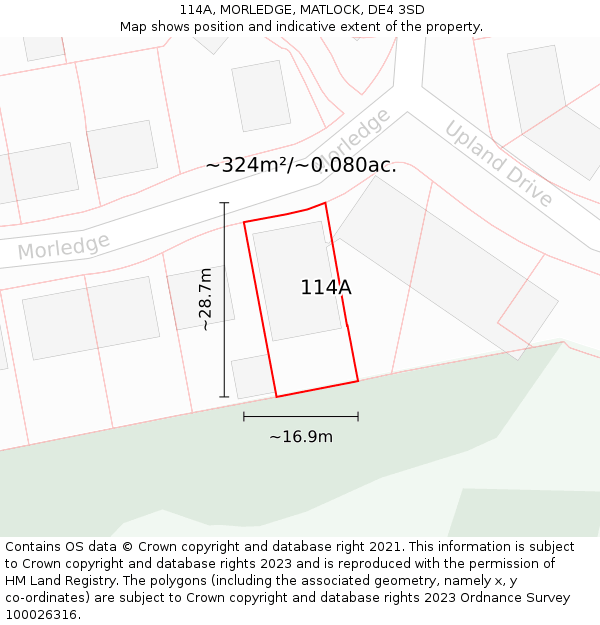 114A, MORLEDGE, MATLOCK, DE4 3SD: Plot and title map