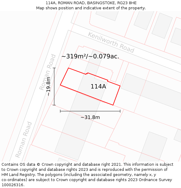 114A, ROMAN ROAD, BASINGSTOKE, RG23 8HE: Plot and title map