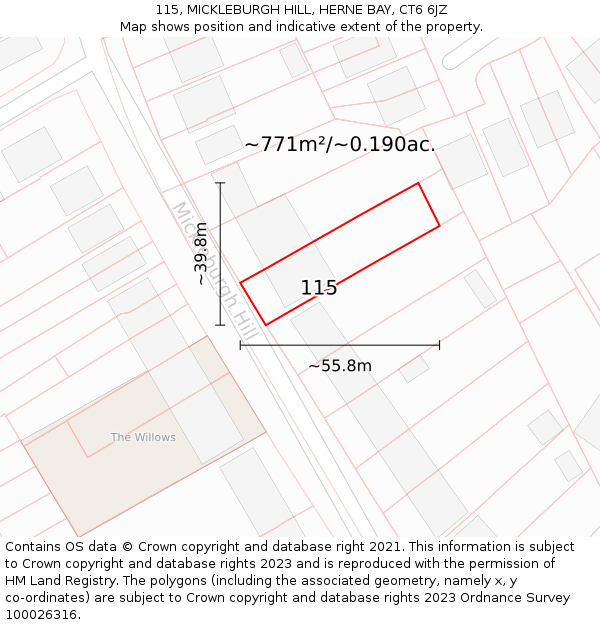 115, MICKLEBURGH HILL, HERNE BAY, CT6 6JZ: Plot and title map