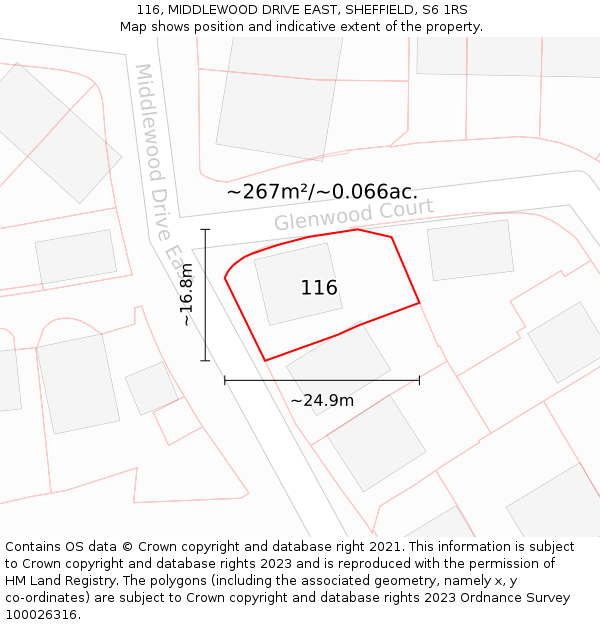 116, MIDDLEWOOD DRIVE EAST, SHEFFIELD, S6 1RS: Plot and title map