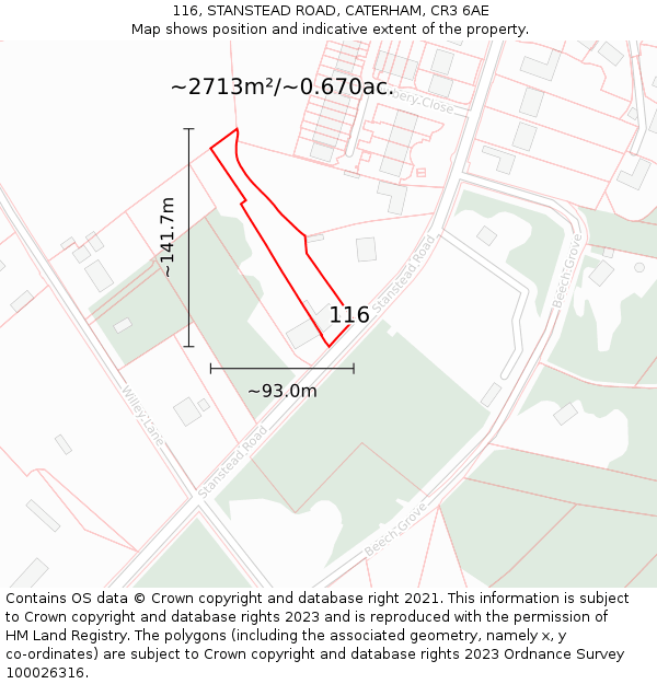 116, STANSTEAD ROAD, CATERHAM, CR3 6AE: Plot and title map