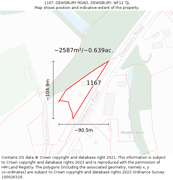 1167, DEWSBURY ROAD, DEWSBURY, WF12 7JL: Plot and title map