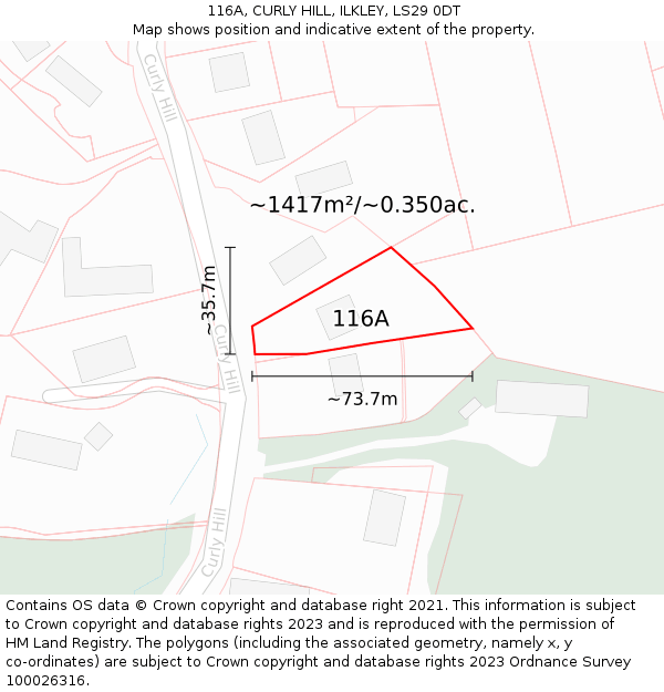 116A, CURLY HILL, ILKLEY, LS29 0DT: Plot and title map