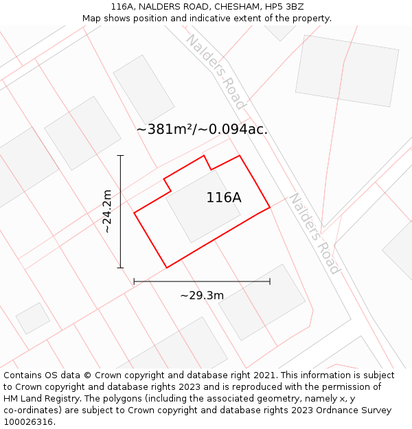 116A, NALDERS ROAD, CHESHAM, HP5 3BZ: Plot and title map