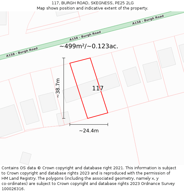 117, BURGH ROAD, SKEGNESS, PE25 2LG: Plot and title map