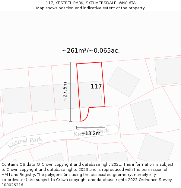 117, KESTREL PARK, SKELMERSDALE, WN8 6TA: Plot and title map