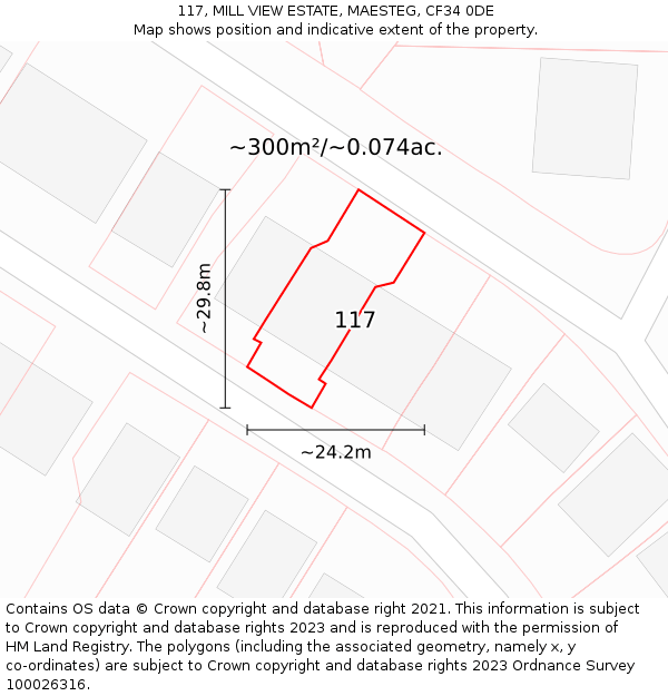 117, MILL VIEW ESTATE, MAESTEG, CF34 0DE: Plot and title map