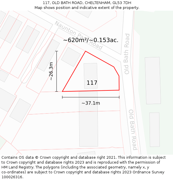 117, OLD BATH ROAD, CHELTENHAM, GL53 7DH: Plot and title map