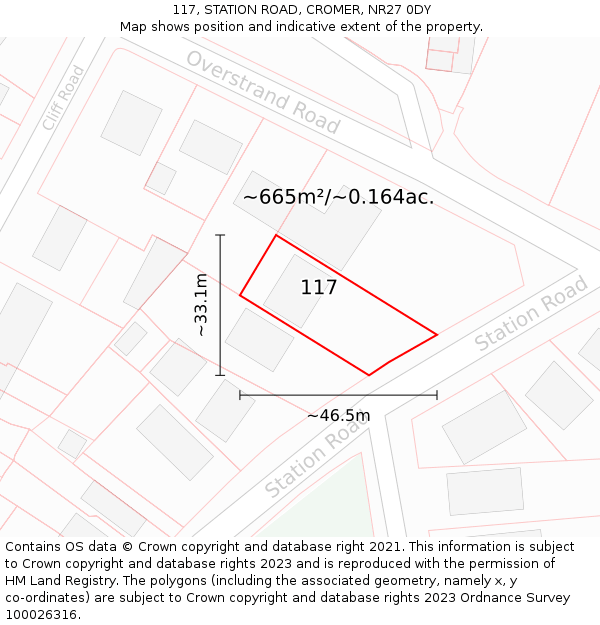 117, STATION ROAD, CROMER, NR27 0DY: Plot and title map