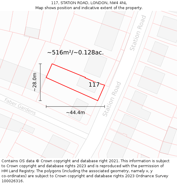 117, STATION ROAD, LONDON, NW4 4NL: Plot and title map