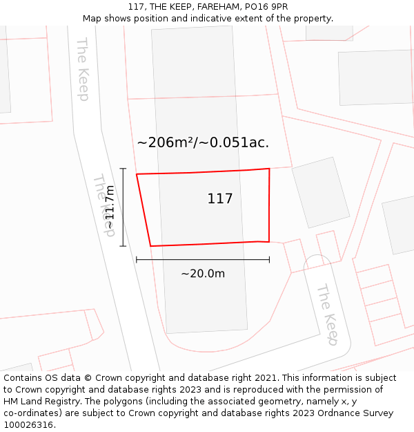 117, THE KEEP, FAREHAM, PO16 9PR: Plot and title map