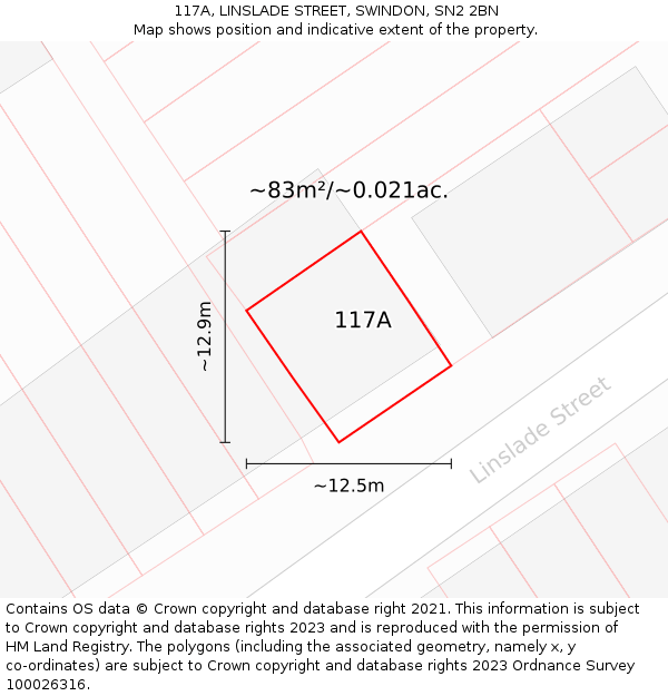 117A, LINSLADE STREET, SWINDON, SN2 2BN: Plot and title map