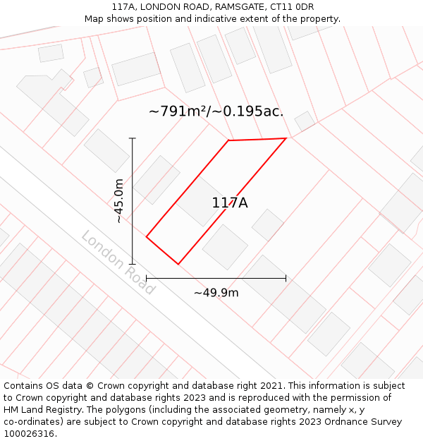 117A, LONDON ROAD, RAMSGATE, CT11 0DR: Plot and title map