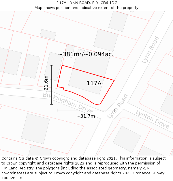 117A, LYNN ROAD, ELY, CB6 1DG: Plot and title map