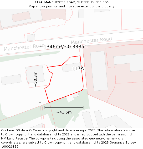 117A, MANCHESTER ROAD, SHEFFIELD, S10 5DN: Plot and title map
