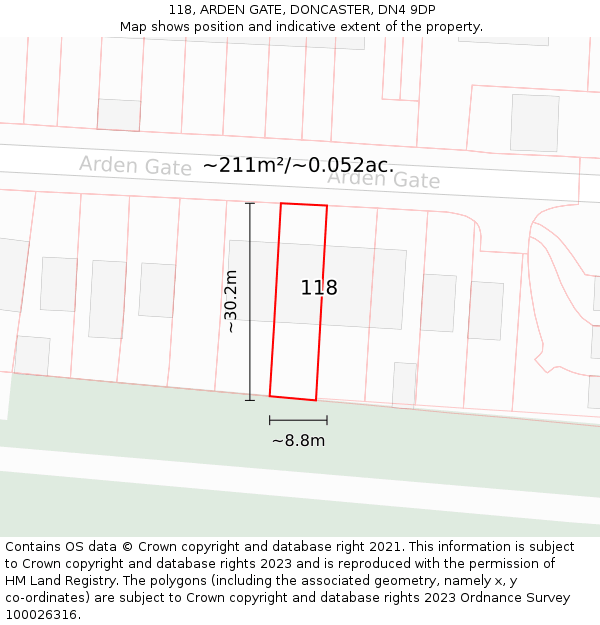 118, ARDEN GATE, DONCASTER, DN4 9DP: Plot and title map