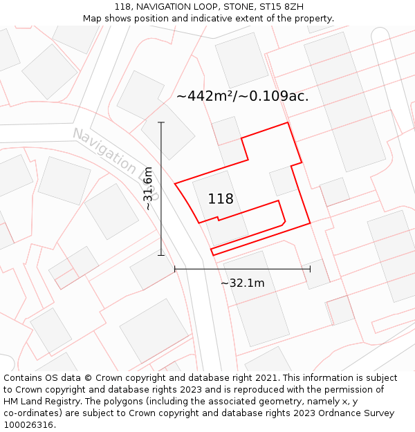 118, NAVIGATION LOOP, STONE, ST15 8ZH: Plot and title map