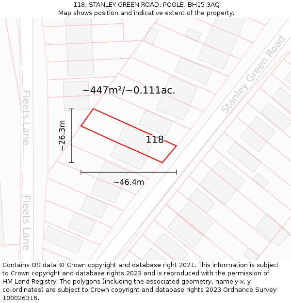 118, STANLEY GREEN ROAD, POOLE, BH15 3AQ: Plot and title map