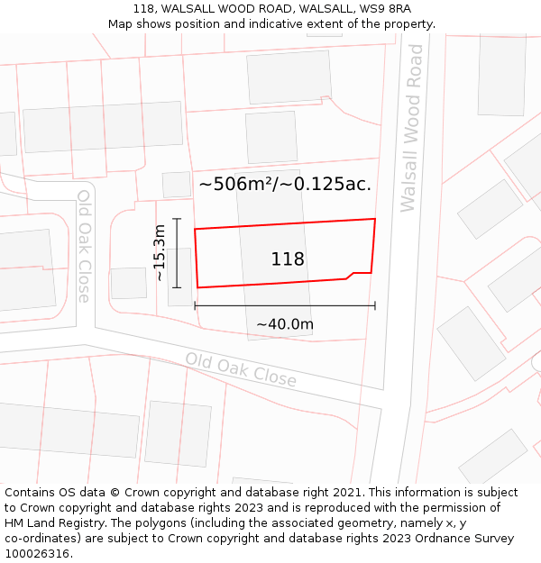 118, WALSALL WOOD ROAD, WALSALL, WS9 8RA: Plot and title map