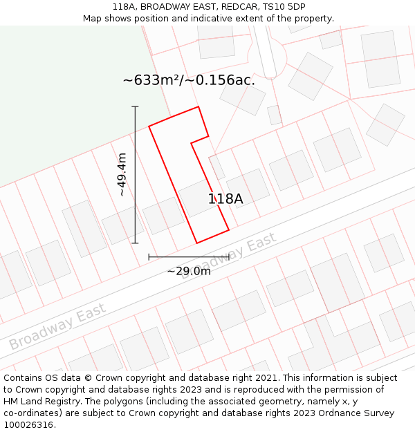 118A, BROADWAY EAST, REDCAR, TS10 5DP: Plot and title map