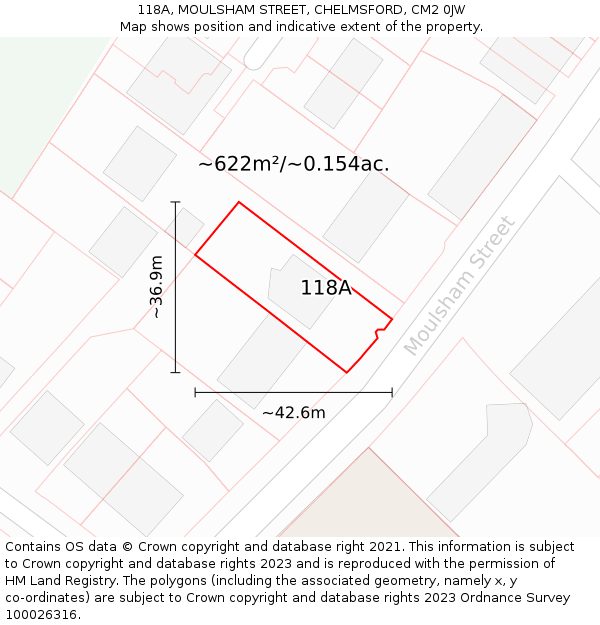 118A, MOULSHAM STREET, CHELMSFORD, CM2 0JW: Plot and title map