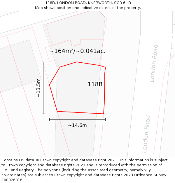 118B, LONDON ROAD, KNEBWORTH, SG3 6HB: Plot and title map