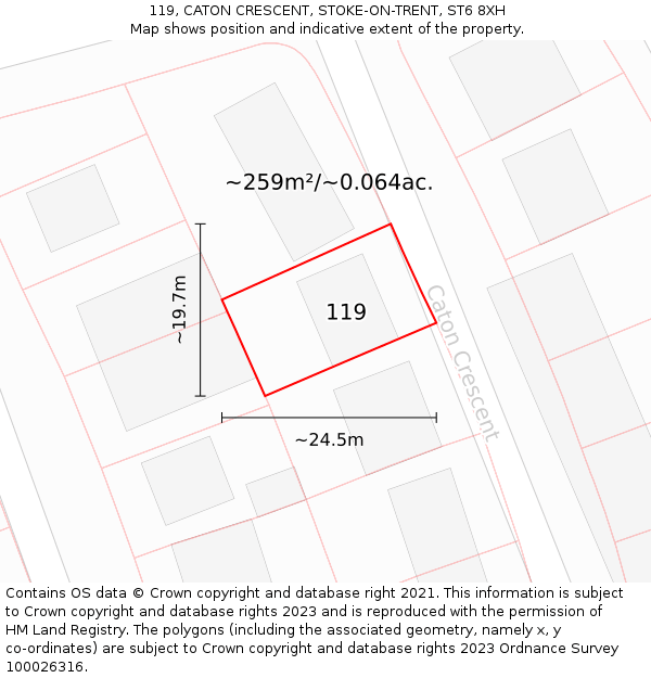 119, CATON CRESCENT, STOKE-ON-TRENT, ST6 8XH: Plot and title map