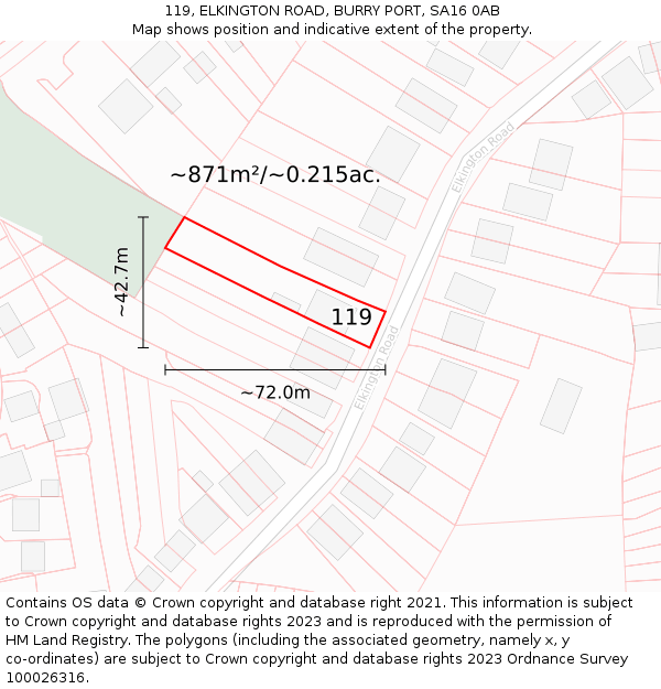 119, ELKINGTON ROAD, BURRY PORT, SA16 0AB: Plot and title map