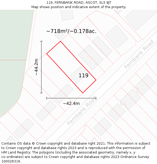 119, FERNBANK ROAD, ASCOT, SL5 8JT: Plot and title map