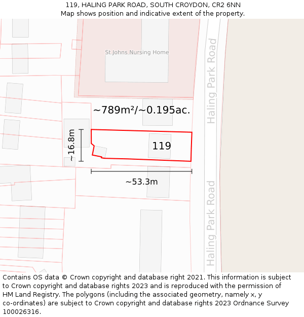 119, HALING PARK ROAD, SOUTH CROYDON, CR2 6NN: Plot and title map