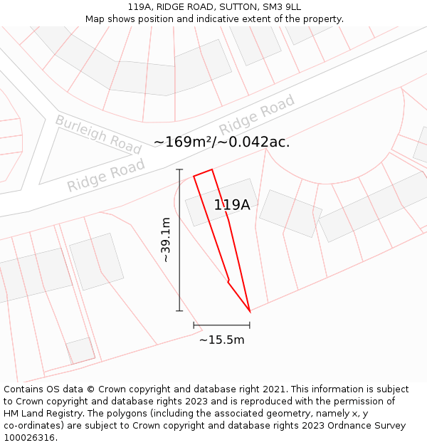 119A, RIDGE ROAD, SUTTON, SM3 9LL: Plot and title map