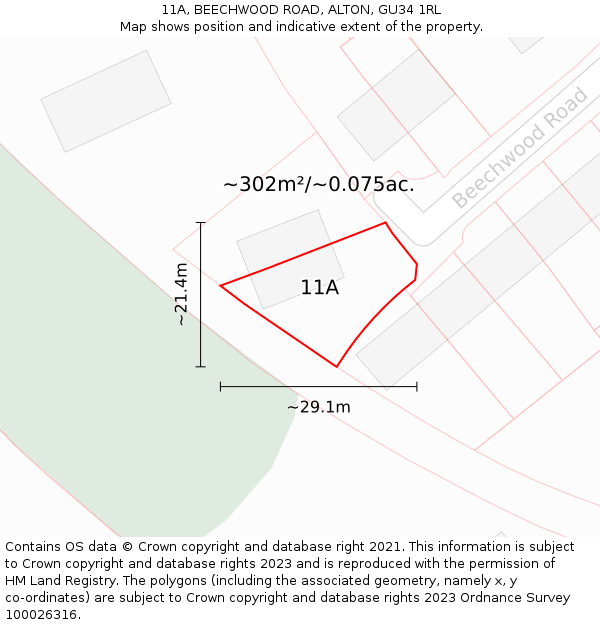 11A, BEECHWOOD ROAD, ALTON, GU34 1RL: Plot and title map