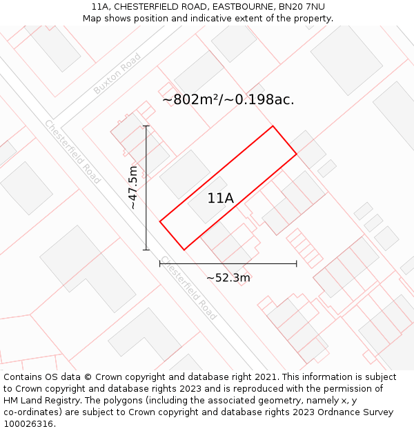 11A, CHESTERFIELD ROAD, EASTBOURNE, BN20 7NU: Plot and title map
