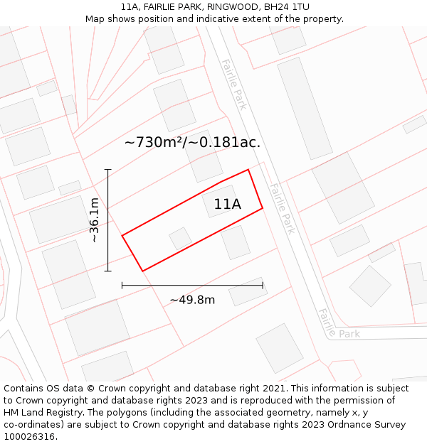 11A, FAIRLIE PARK, RINGWOOD, BH24 1TU: Plot and title map