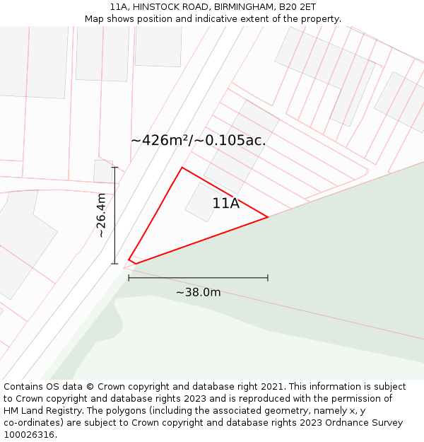 11A, HINSTOCK ROAD, BIRMINGHAM, B20 2ET: Plot and title map