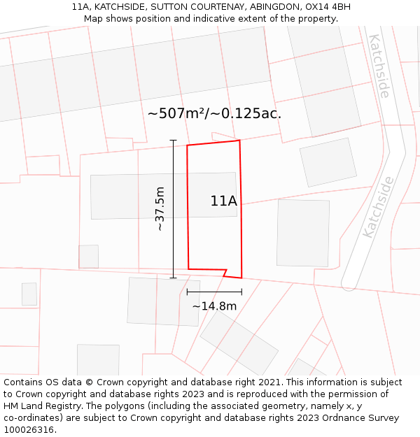 11A, KATCHSIDE, SUTTON COURTENAY, ABINGDON, OX14 4BH: Plot and title map