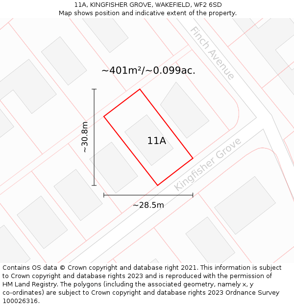 11A, KINGFISHER GROVE, WAKEFIELD, WF2 6SD: Plot and title map