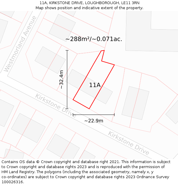 11A, KIRKSTONE DRIVE, LOUGHBOROUGH, LE11 3RN: Plot and title map