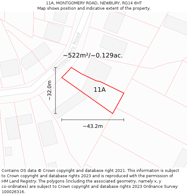 11A, MONTGOMERY ROAD, NEWBURY, RG14 6HT: Plot and title map