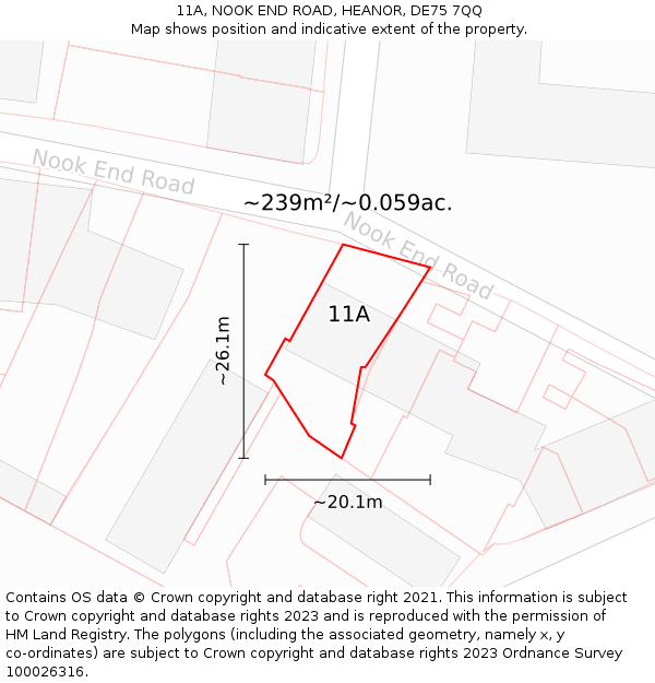 11A, NOOK END ROAD, HEANOR, DE75 7QQ: Plot and title map