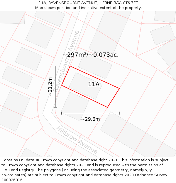 11A, RAVENSBOURNE AVENUE, HERNE BAY, CT6 7ET: Plot and title map