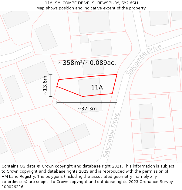 11A, SALCOMBE DRIVE, SHREWSBURY, SY2 6SH: Plot and title map