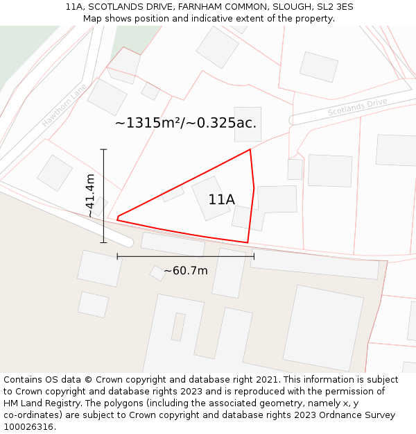 11A, SCOTLANDS DRIVE, FARNHAM COMMON, SLOUGH, SL2 3ES: Plot and title map