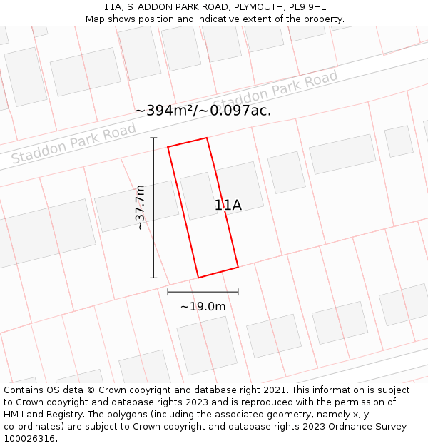 11A, STADDON PARK ROAD, PLYMOUTH, PL9 9HL: Plot and title map