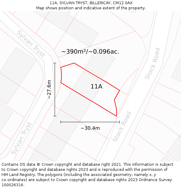 11A, SYLVAN TRYST, BILLERICAY, CM12 0AX: Plot and title map