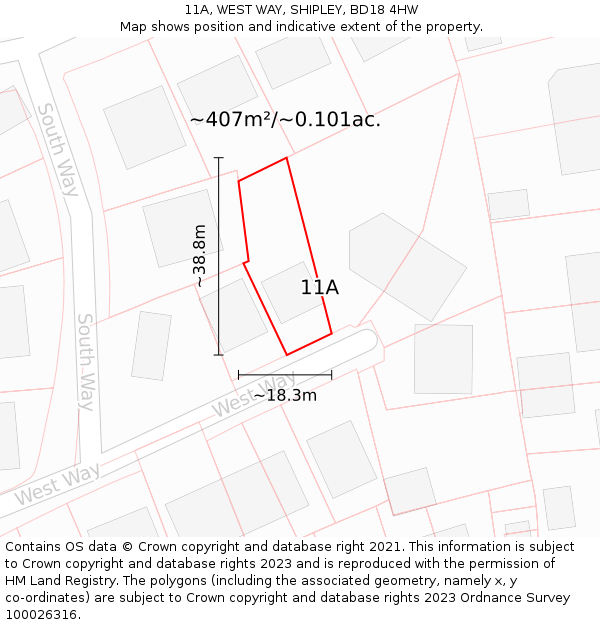 11A, WEST WAY, SHIPLEY, BD18 4HW: Plot and title map