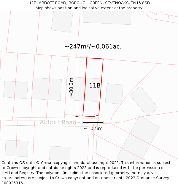 11B, ABBOTT ROAD, BOROUGH GREEN, SEVENOAKS, TN15 8SB: Plot and title map