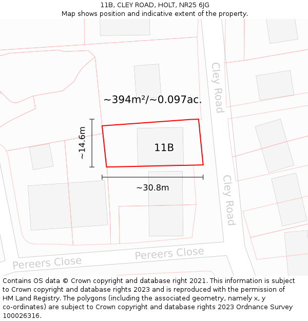 11B, CLEY ROAD, HOLT, NR25 6JG: Plot and title map