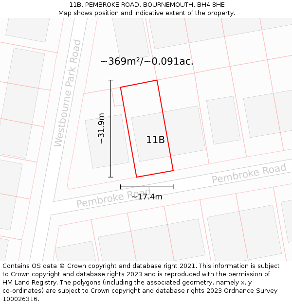 11B, PEMBROKE ROAD, BOURNEMOUTH, BH4 8HE: Plot and title map