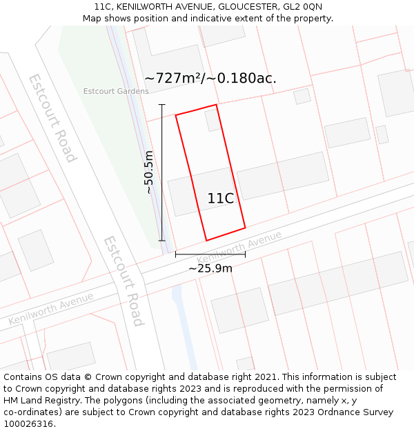 11C, KENILWORTH AVENUE, GLOUCESTER, GL2 0QN: Plot and title map